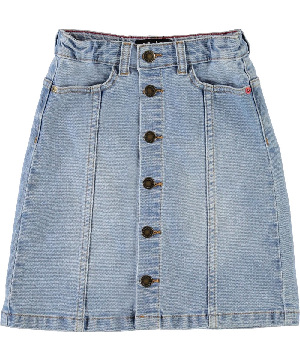 Britney - Summer Tint - Blue denim skirt with button closure