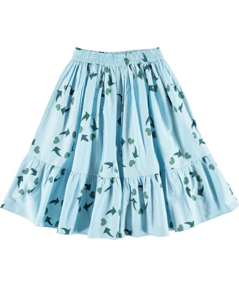 Britta - Future Earth - Light blue organic skirt with recycled hearts