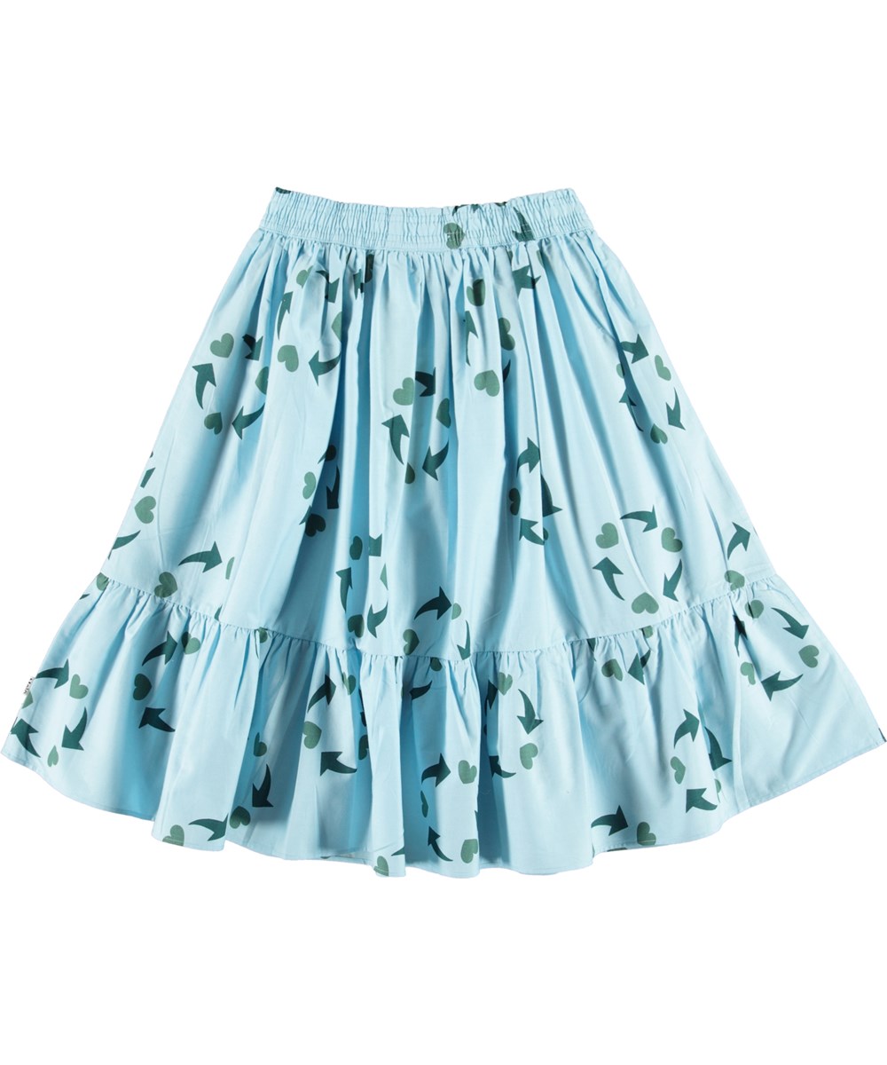 Britta - Future Earth - Light blue organic skirt with recycled hearts