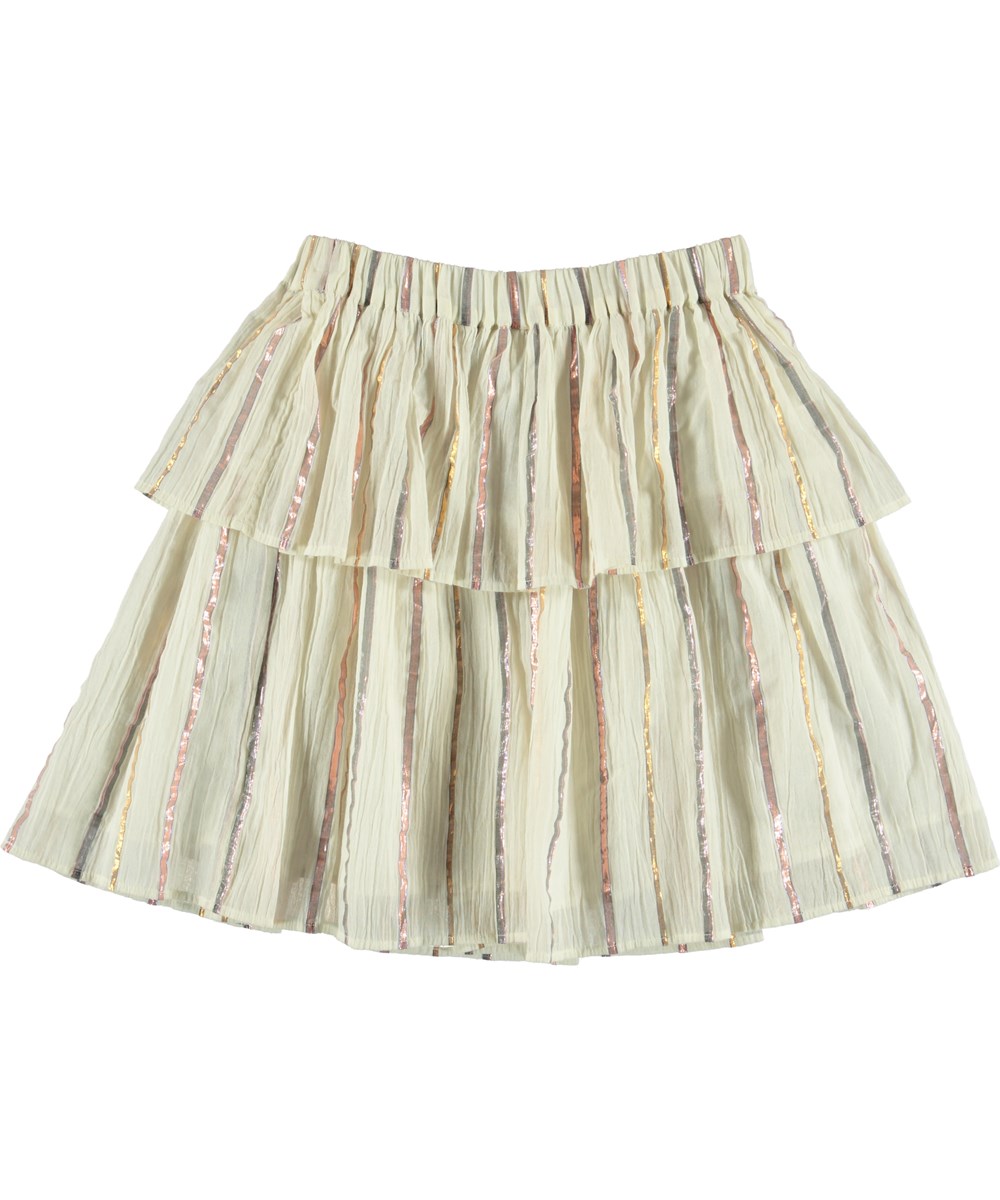 Brooke - Metalic Stripe - Light-coloured skirt with metallic stripes