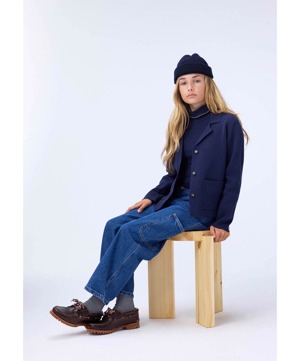 Gabriela - Galaxy Blue - Lovely blue cardigan jacket for children made of organic cotton.