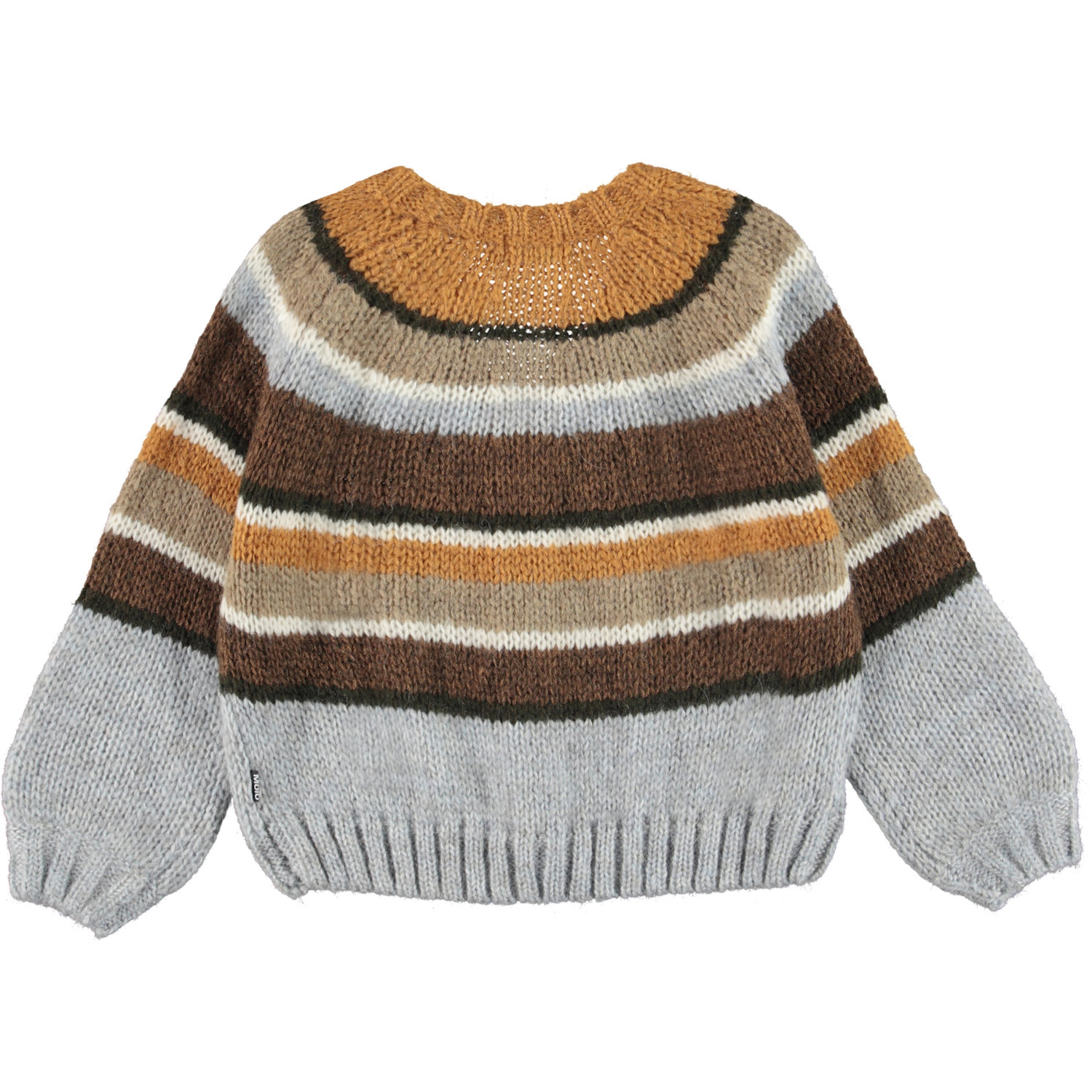 Grey and brown striped knit cardigan 