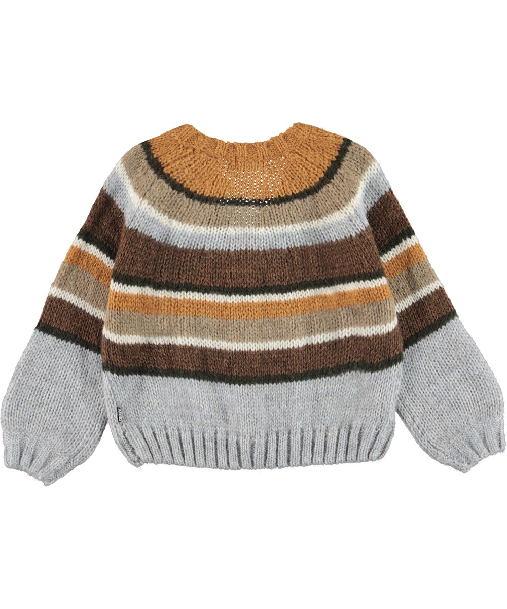 Gail - Full Circle - Grey and brown striped knit cardigan