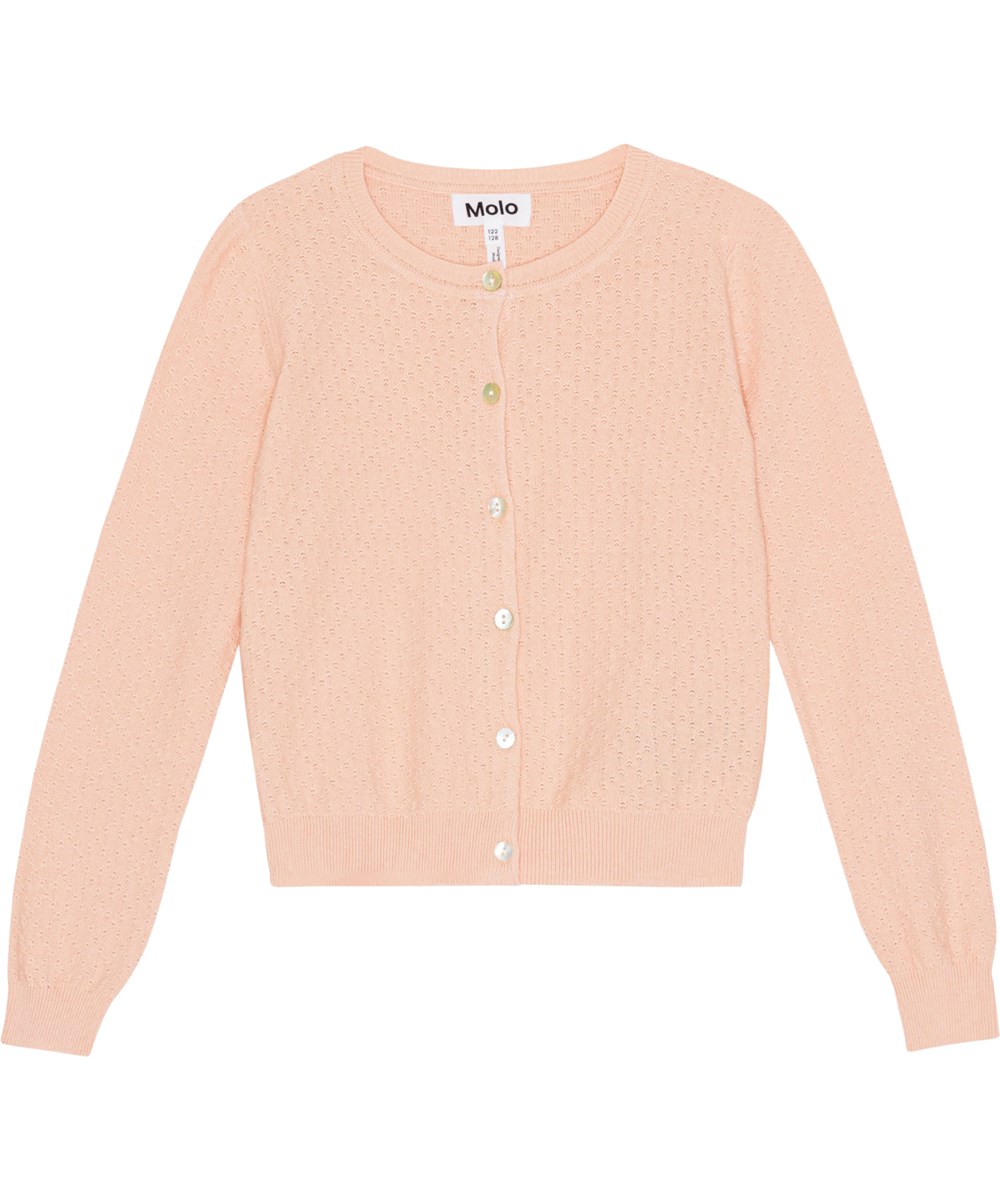 Gala - Fluffy Rose - Powder colour cardigan in delicate, soft knit organic cotton 