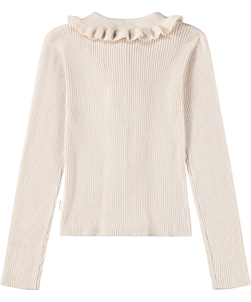 Gamora - Buttercream - Lovely off-white fitted cardigan for children made of a wool and cotton blend.