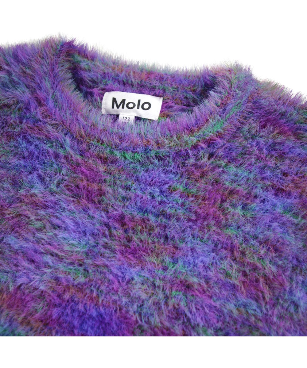Garda - Purple Mix - Multicolored fluffy sweater for children made of fake-fur.