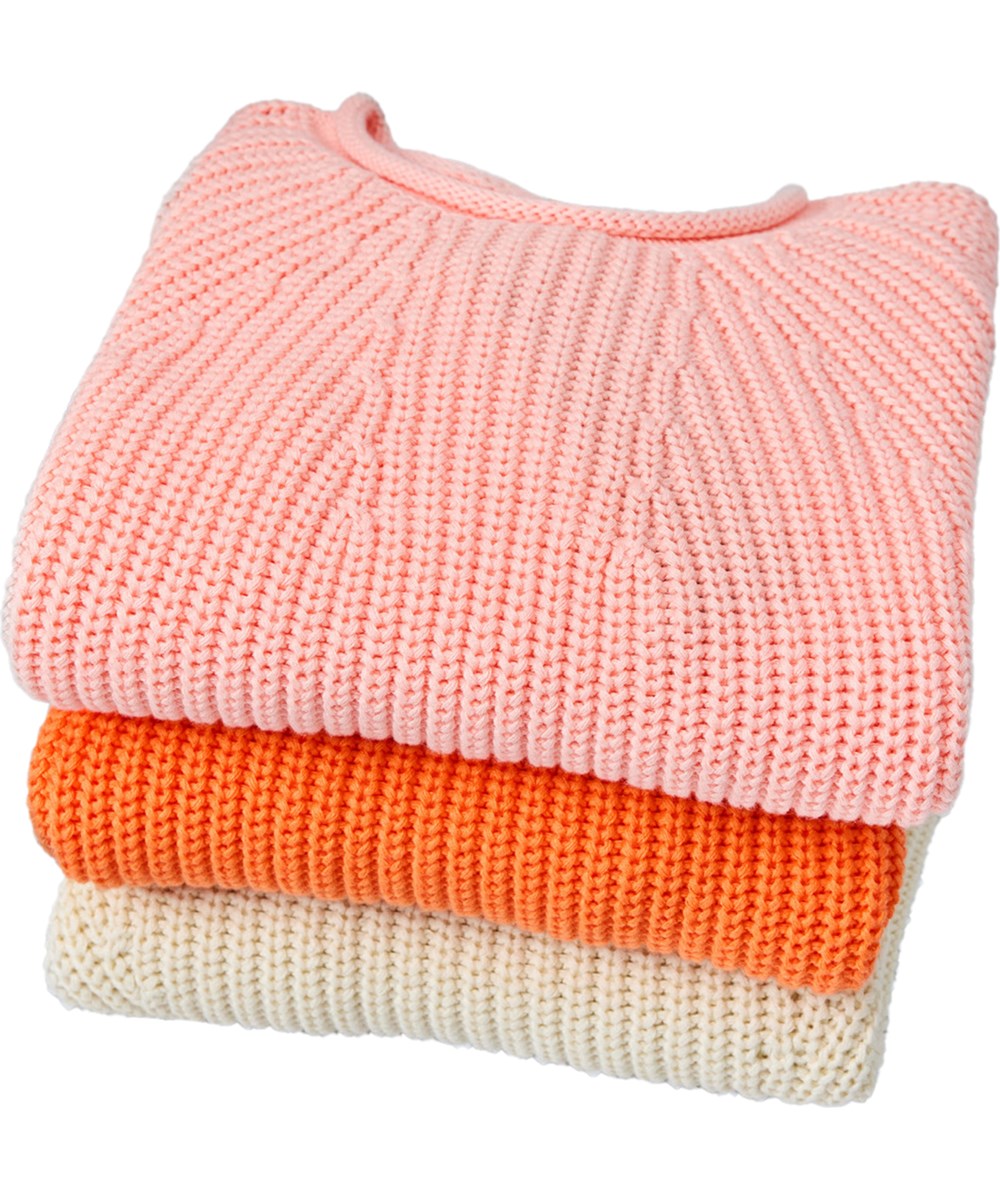 Gaye - Peach Bud - Pink knitted jumper for children made of organic cotton 