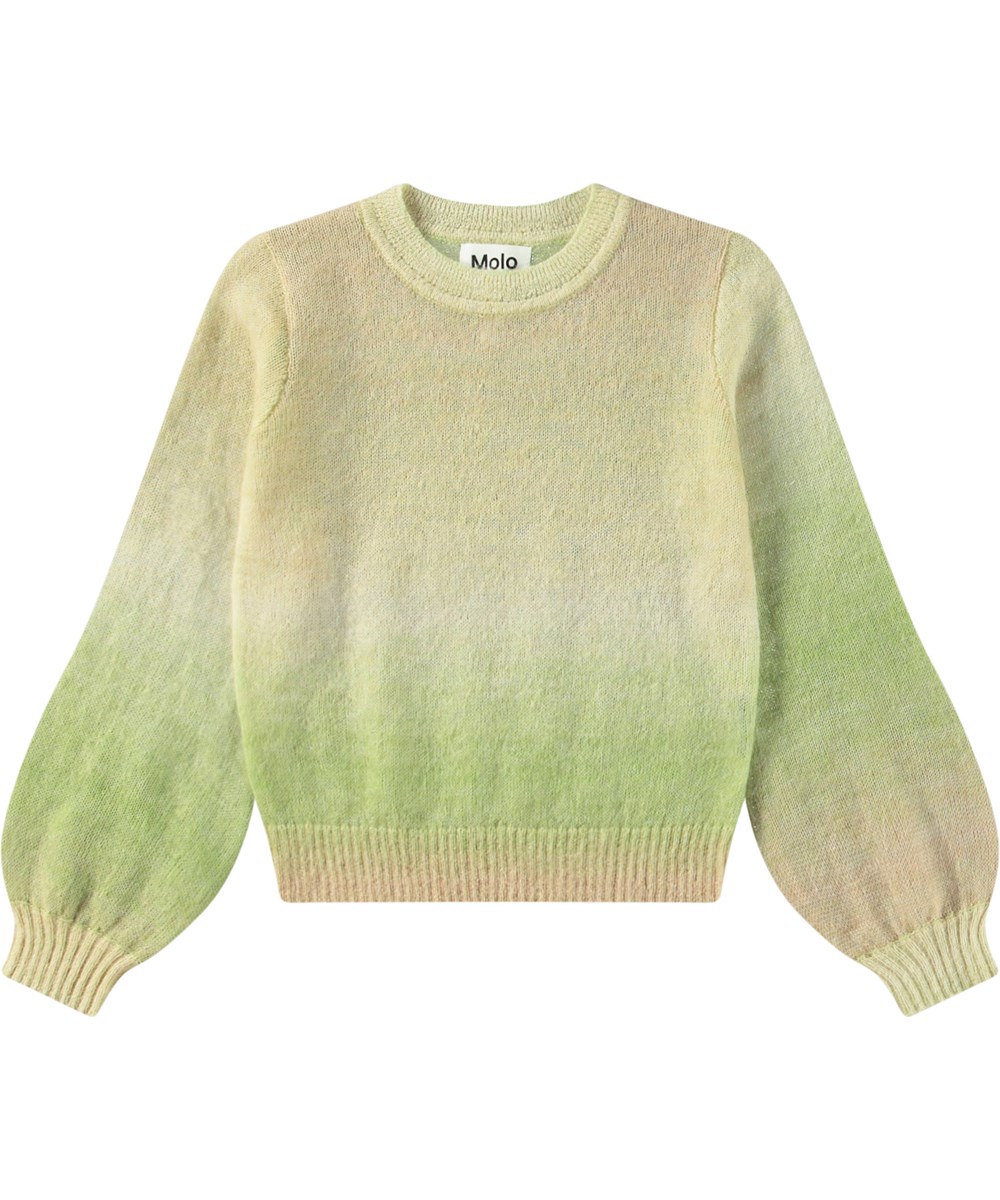 Gemina - Soft Space - Jumper for children in a soft wool blend in beige and green shades.