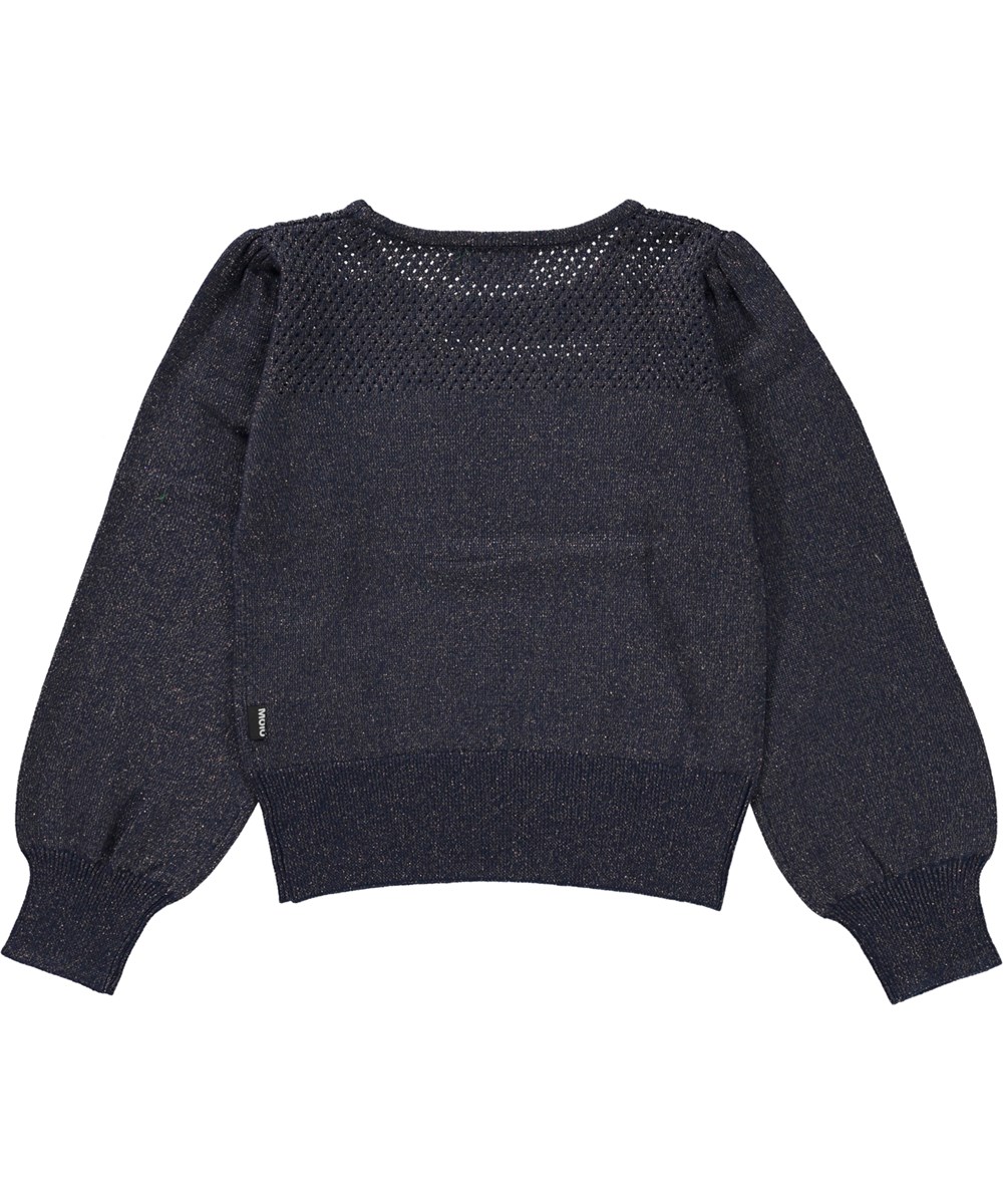 Geneen - Navy Sky - Dark blue knit jumper with glitter 