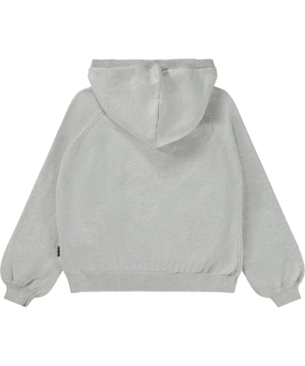 Georgia - Light Grey Melange - Light grey melange knit hoodie 