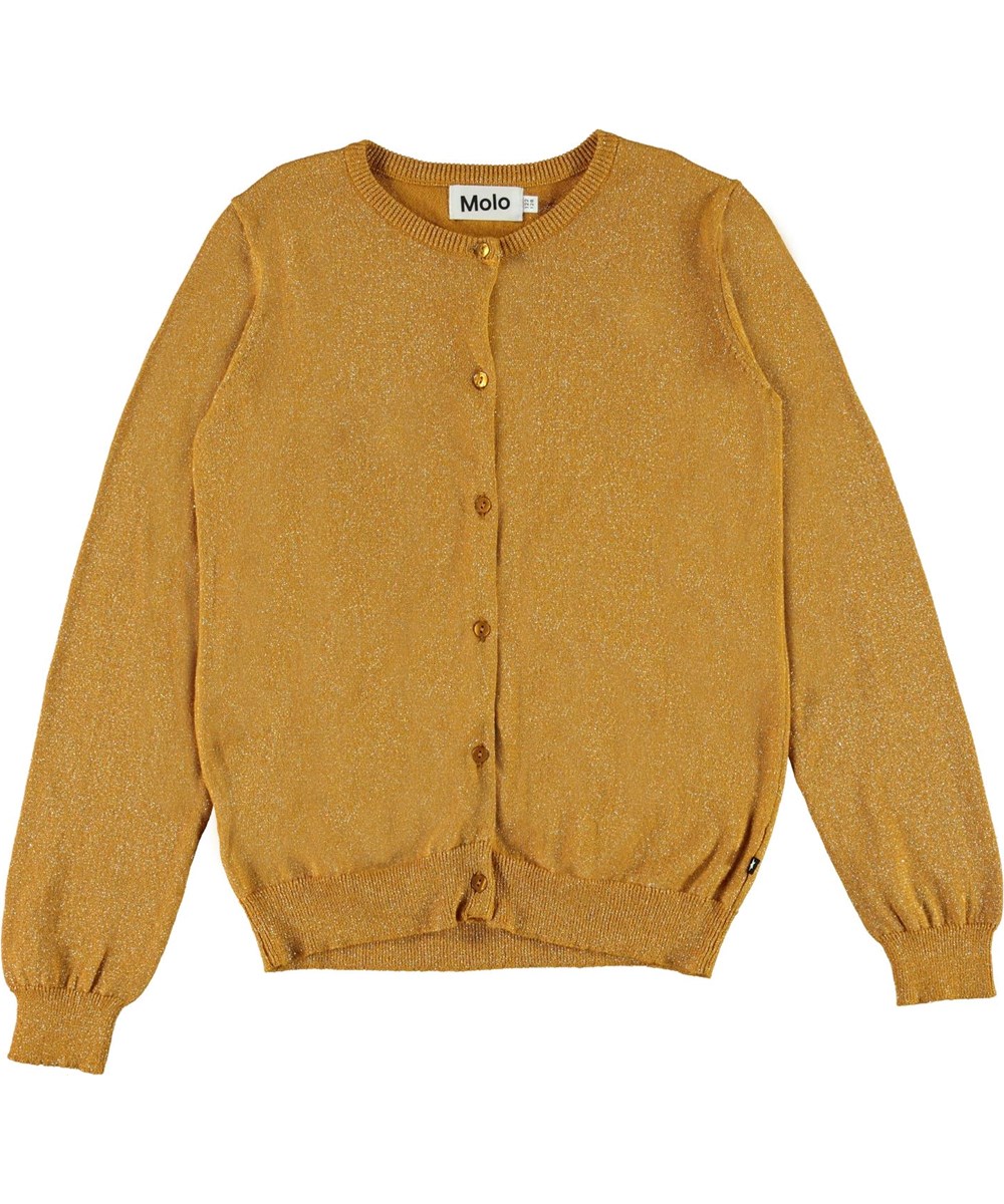 Georgina - Autumn Leaf - Golden cotton cardigan with glitter