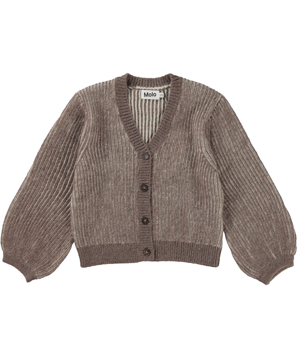 Gia - Moth Grey - Grey brown chenille knit cardigan