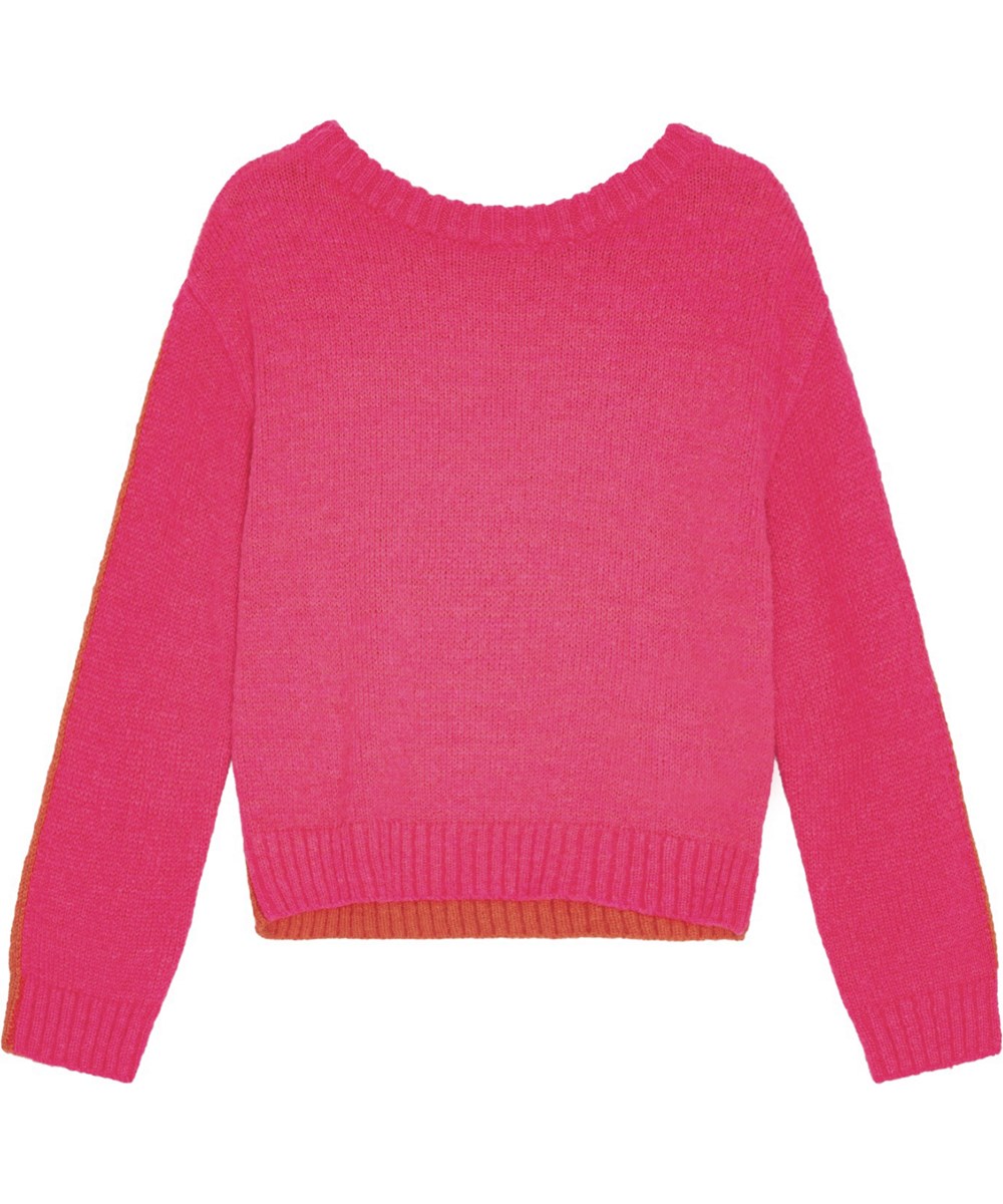 Giada - Shocking Fiery - Reversible pink and orange alpaca sweater with loose fit.