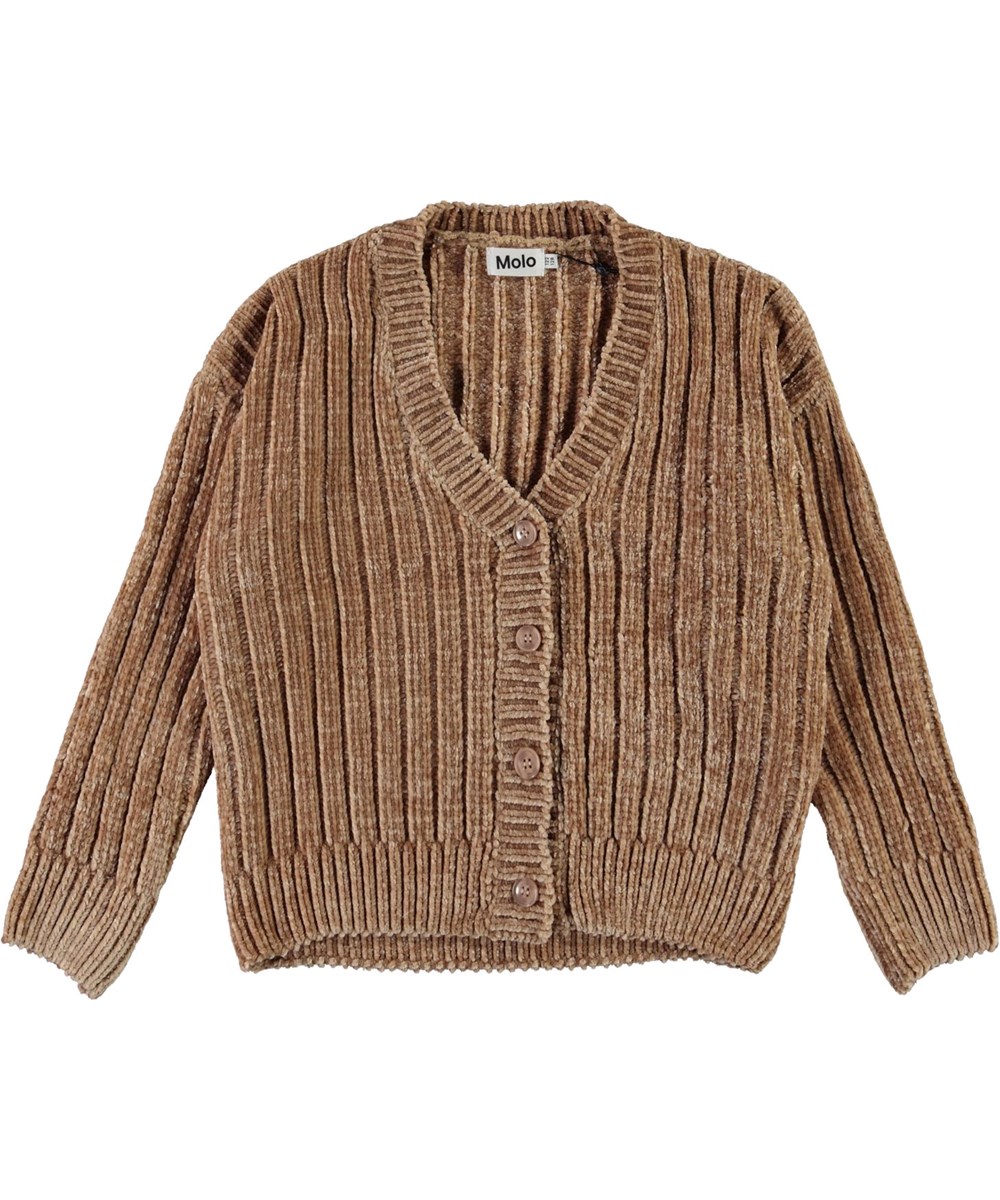 Gianna - Doeskin - Chenille knit cardigan in brown