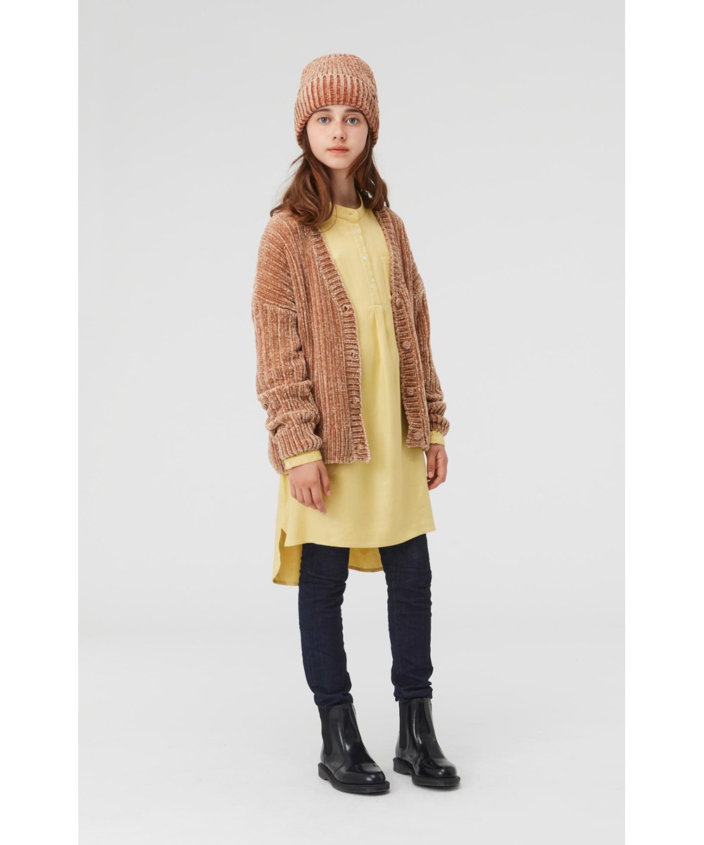 Gianna - Doeskin - Chenille knit cardigan in brown