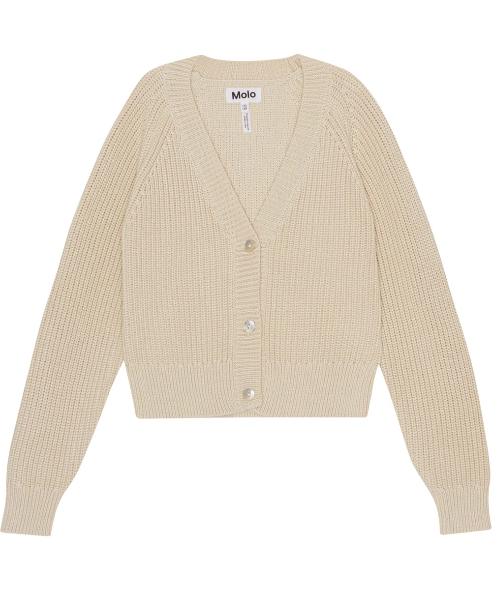 Gilberta - Summer Sand - Sand coloured knit cardigan in soft cotton