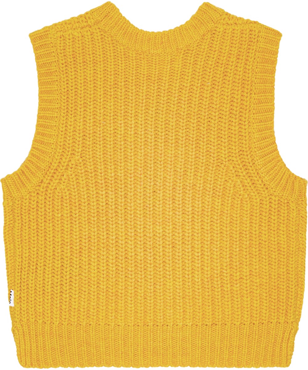 Gilberte - Brilliance - Soft wool/acrylic blend waistcoat with round neckline and ribbing.