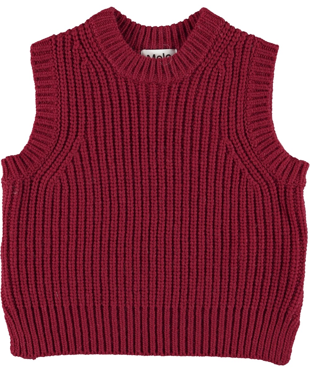 Gilberte - Velvety - Dark red knit waistcoat