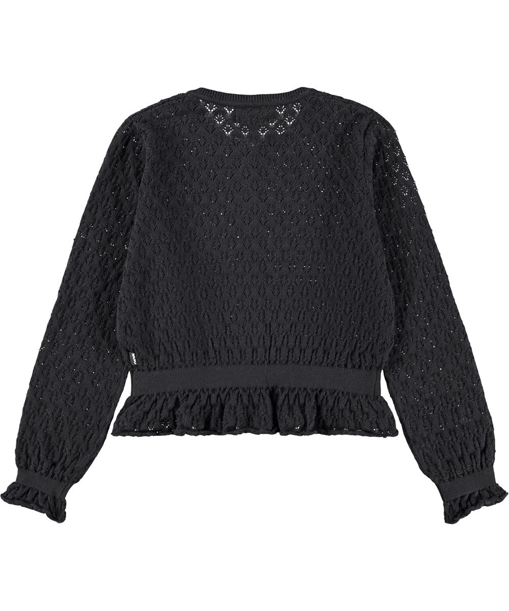 Gilda - Black - Feminine black cardigan for children made of organic cotton.