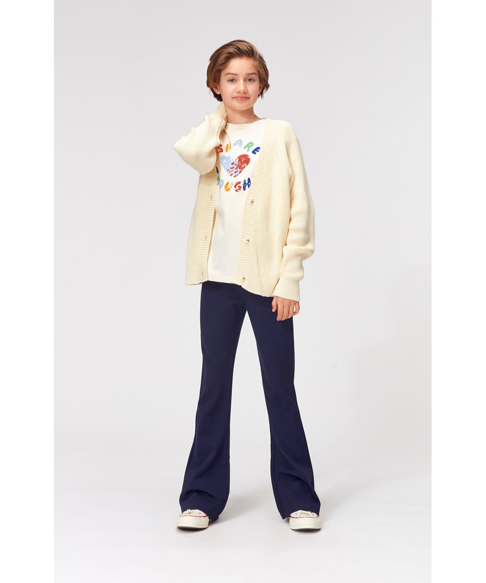 Gilda - Pearled Ivory - Mother of pearl coloured knit cardigan