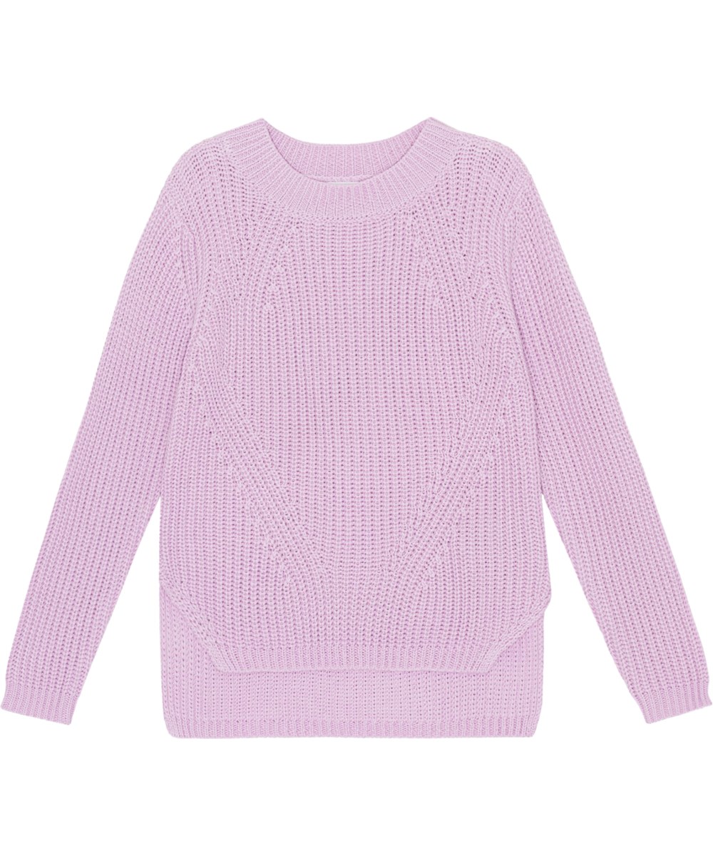 Gillis - Alpine Glow - Pastel purple, long sleeve knit jumper in soft organic cotton 