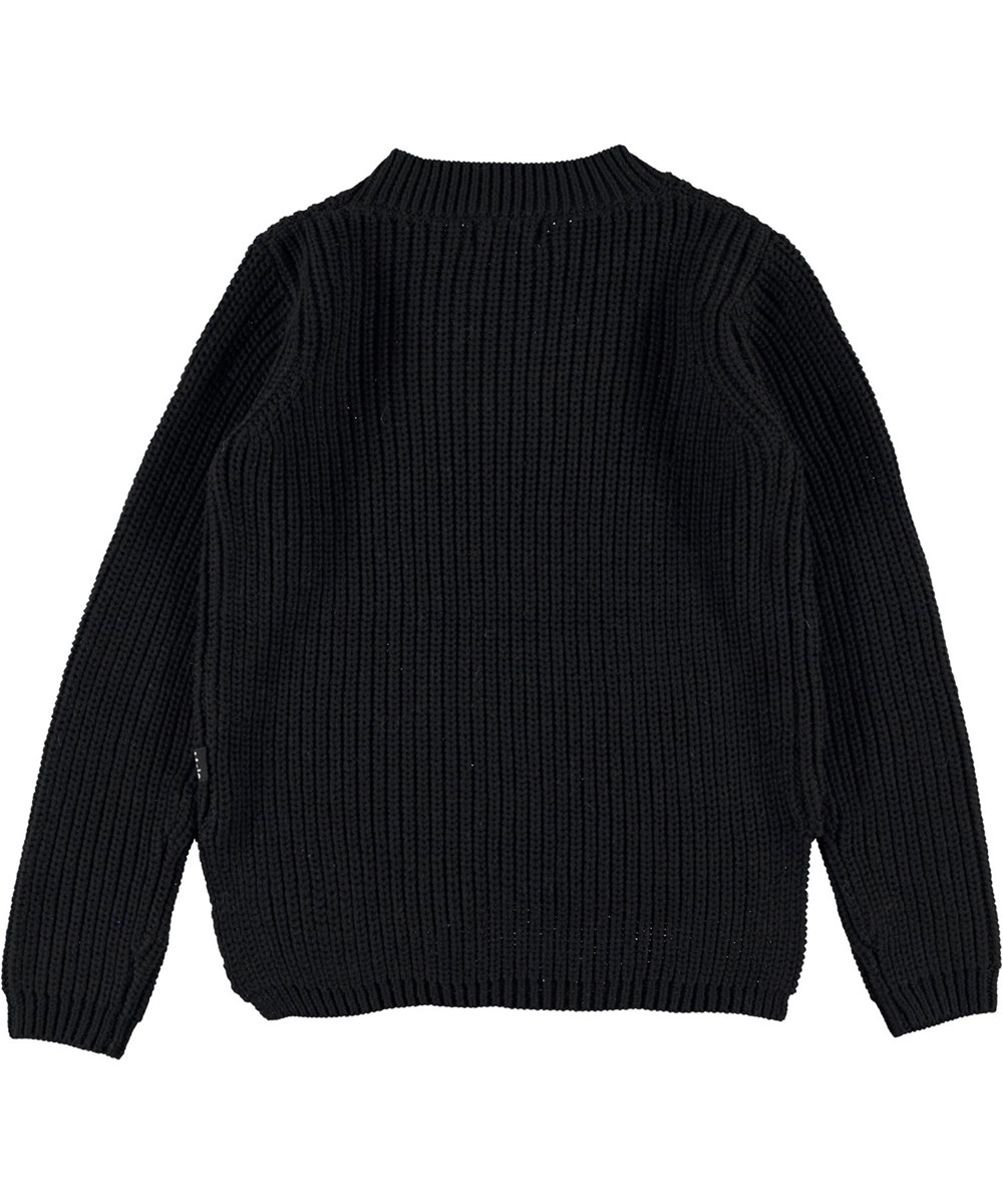 Gillis - Black - Black organic cotton knit top 