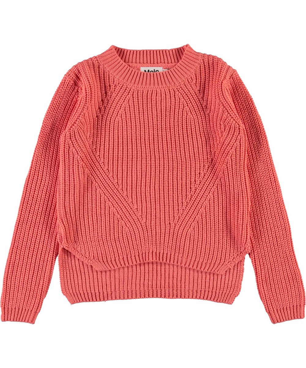Gillis - Burnt Coral - Coral coloured cotton knit top
