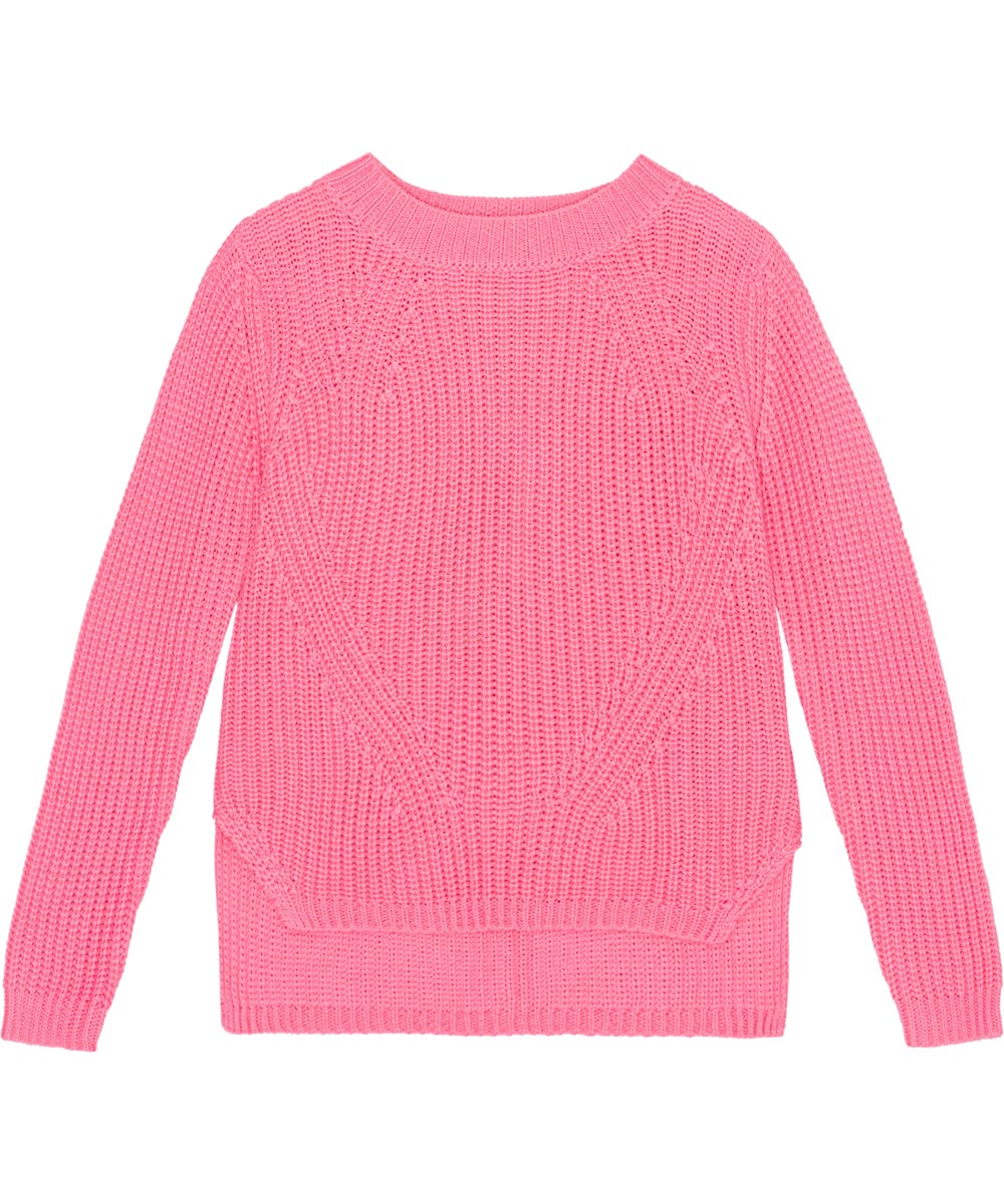 Gillis - Confetti - Pink, long sleeve knit jumper in soft organic cotton 
