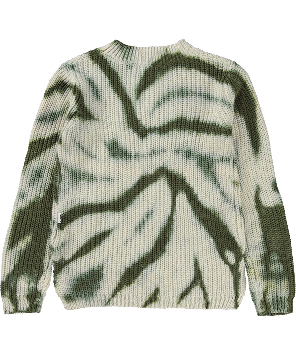 Gillis - Pearled Moss - Green and white knit jumper in tie-dye