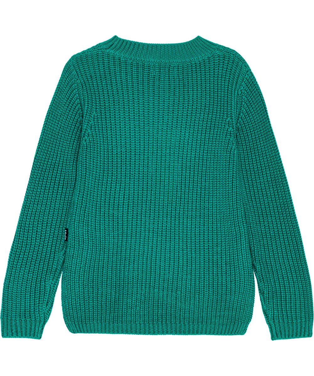 Gillis - Sporting Green - Green long-sleeved knitted jumper in soft organic cotton.