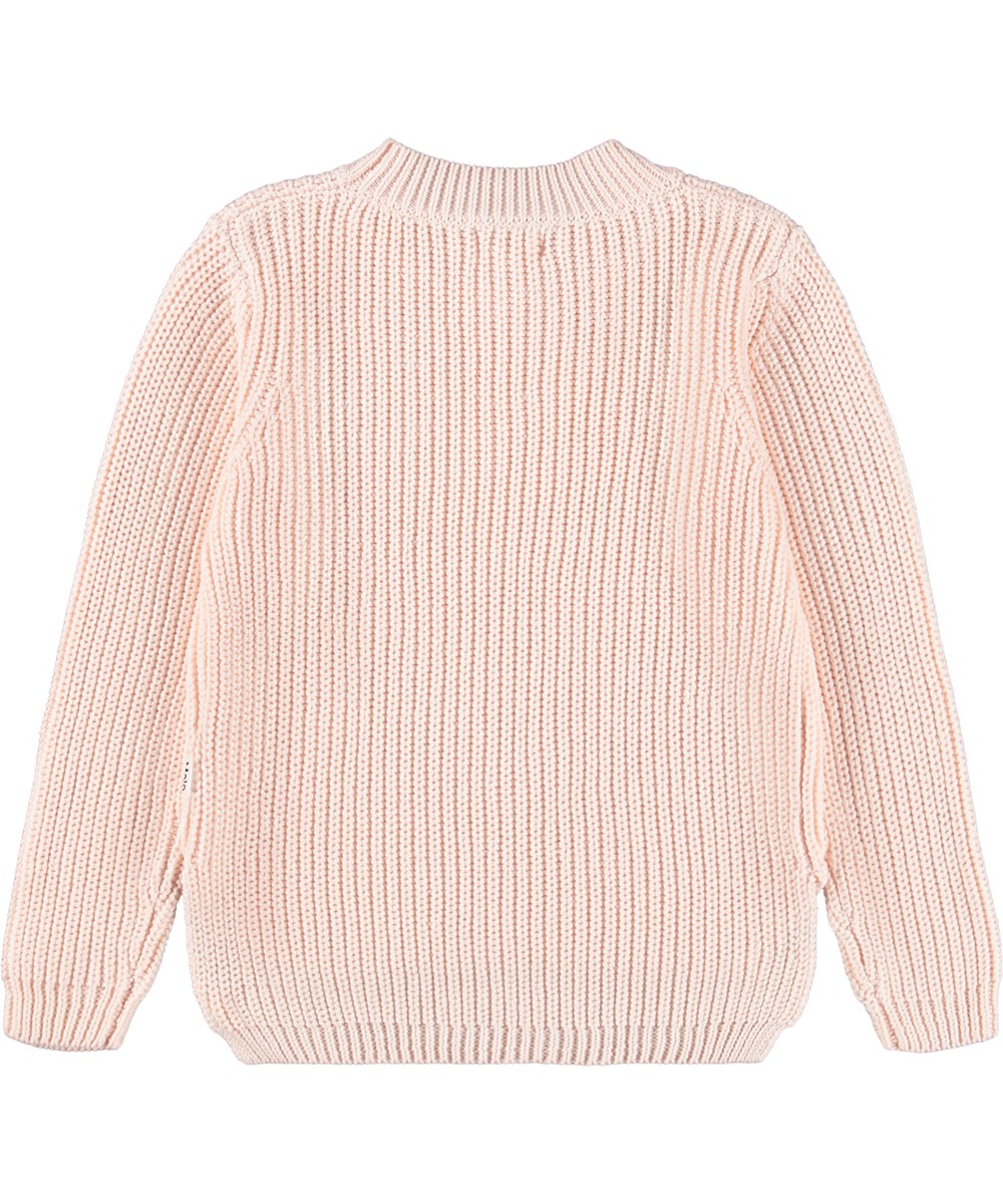 Gillis - Rose Hips - Rose long-sleeved knitted sweater for children made of soft organic cotton with a round neck.