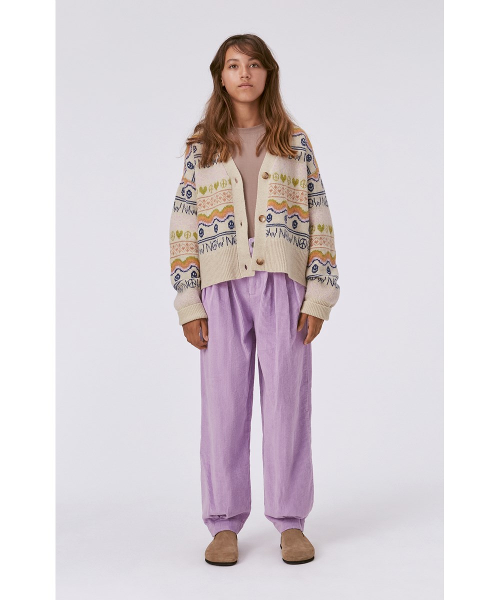 Gilly - Peace Now Knit - Off-white knit cardigan with nordic pattern