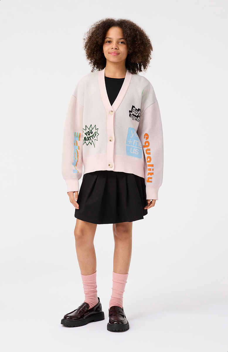 Gilly - Speak Up - Pink cardigan for children in soft