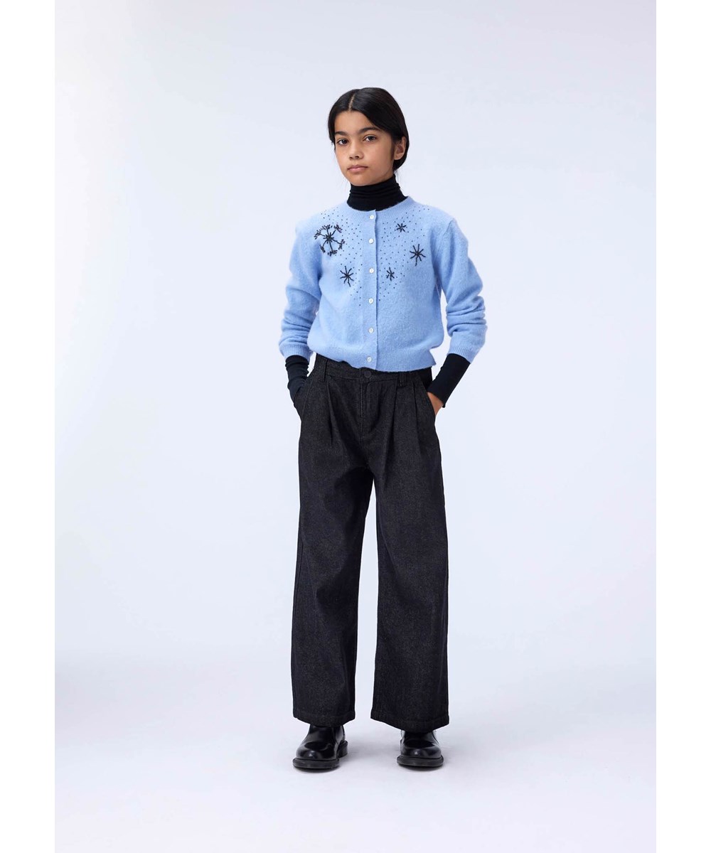 Ginny - Blue Moon - Lovely light blue cardigan for children made of soft brushed wool.