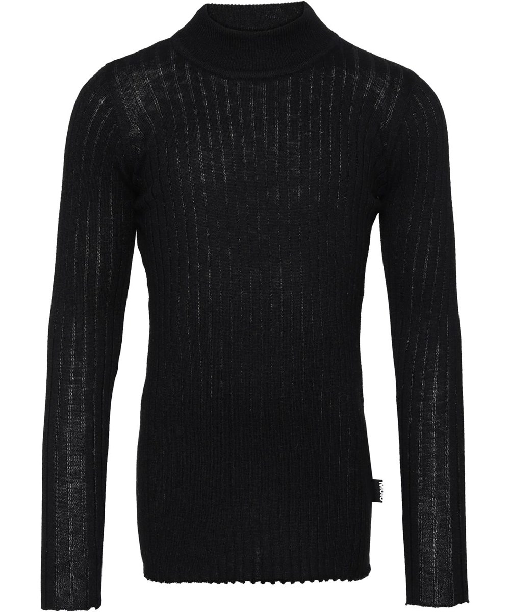 Gitte - Black - Black knit with high neck 