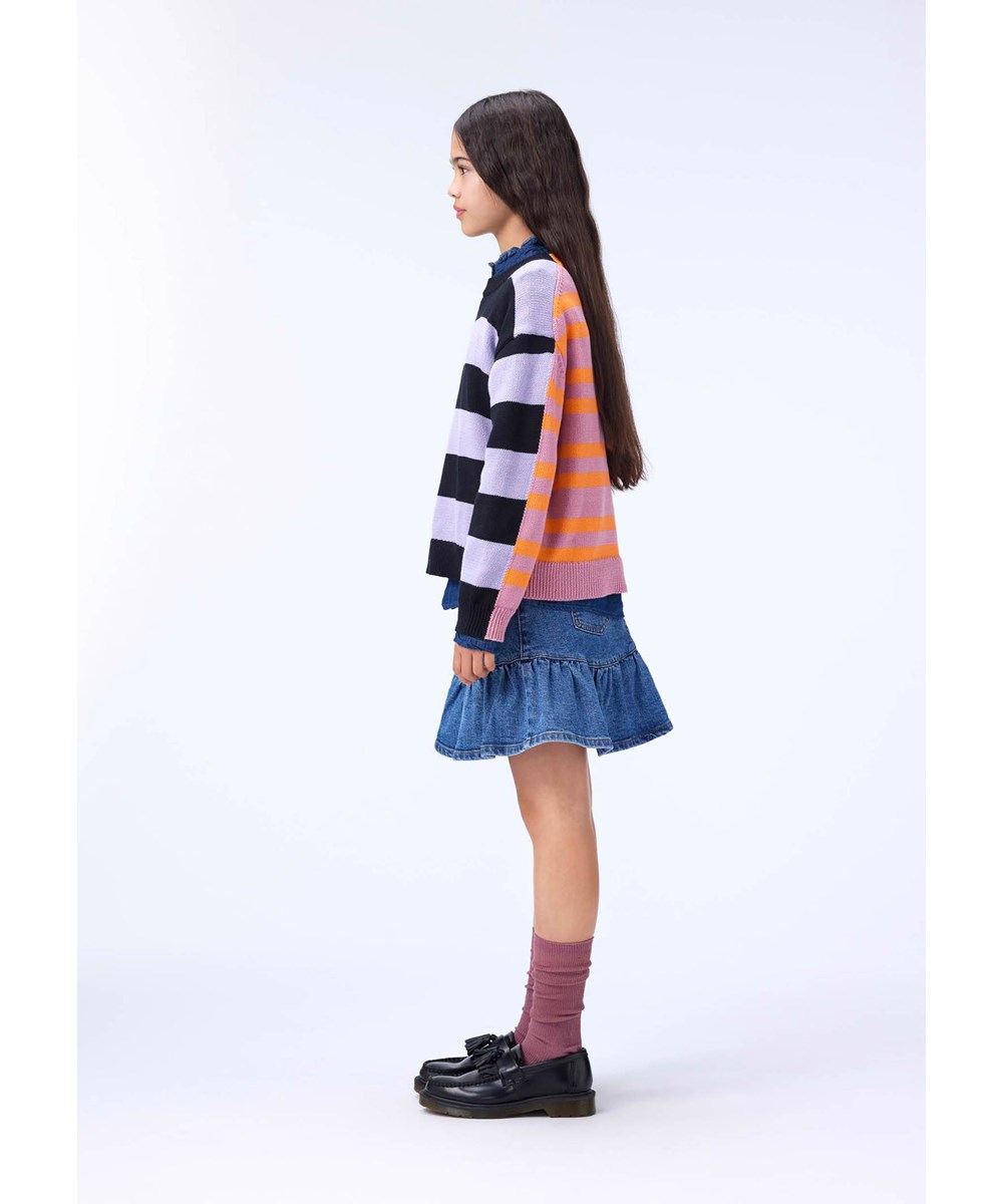 Gitty - Wide Stripe - Knitted sweater for children made of cotton with stripes.