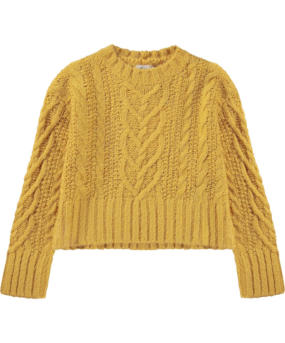 Gladys - Mimosa Yellow - Yellow knit jumper in cable knit