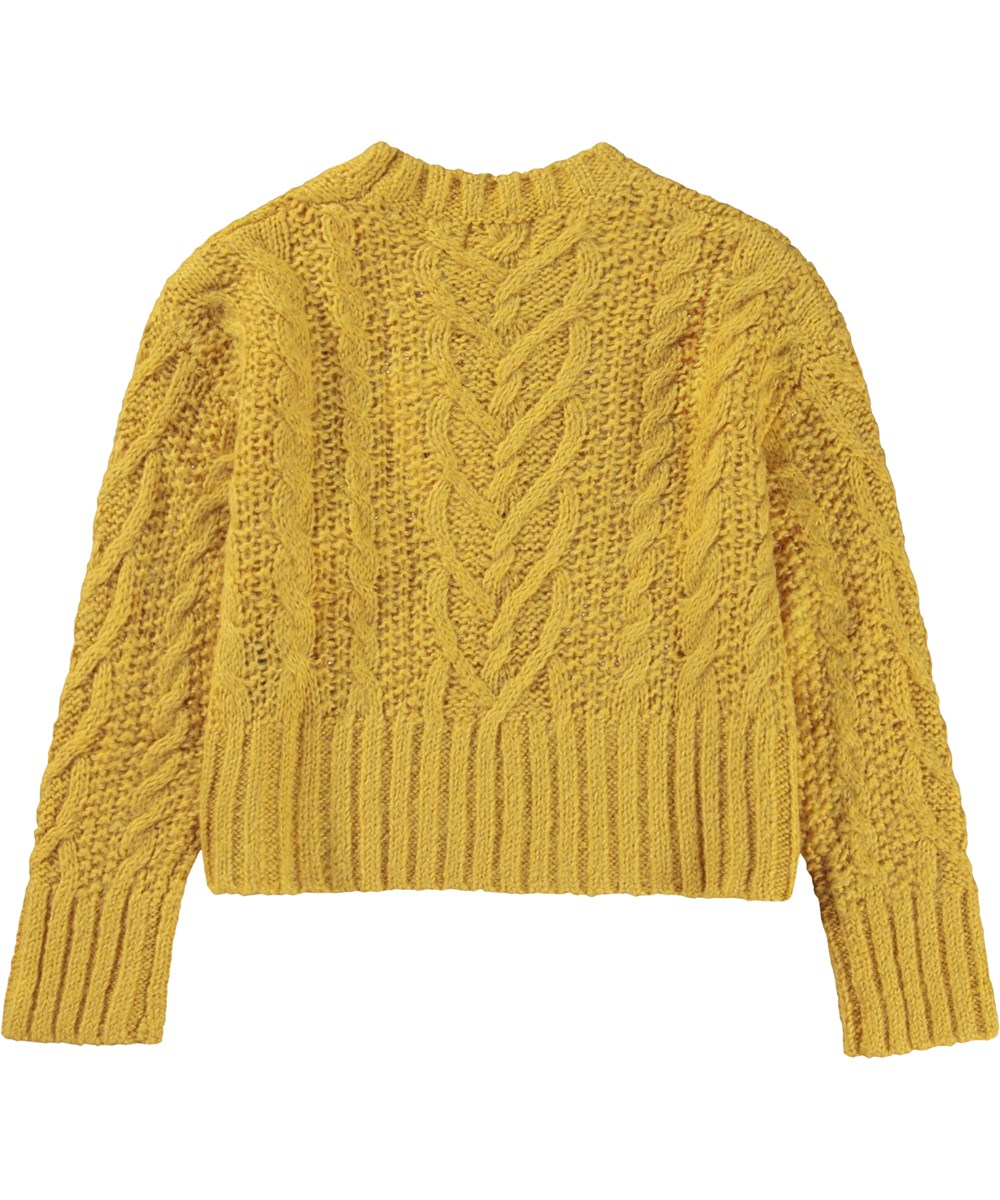 Gladys - Mimosa Yellow - Yellow knit jumper in cable knit
