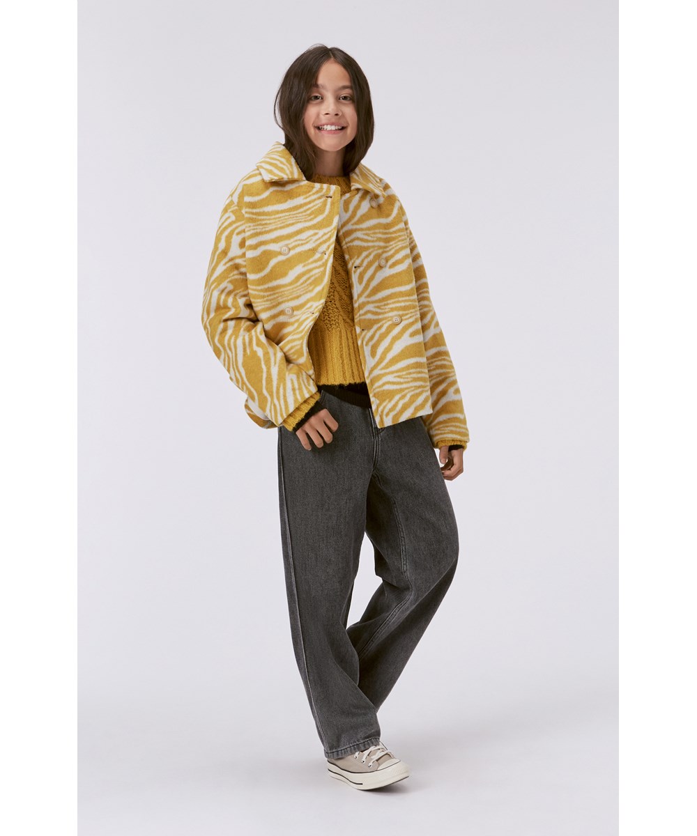 Gladys - Mimosa Yellow - Yellow knit jumper in cable knit