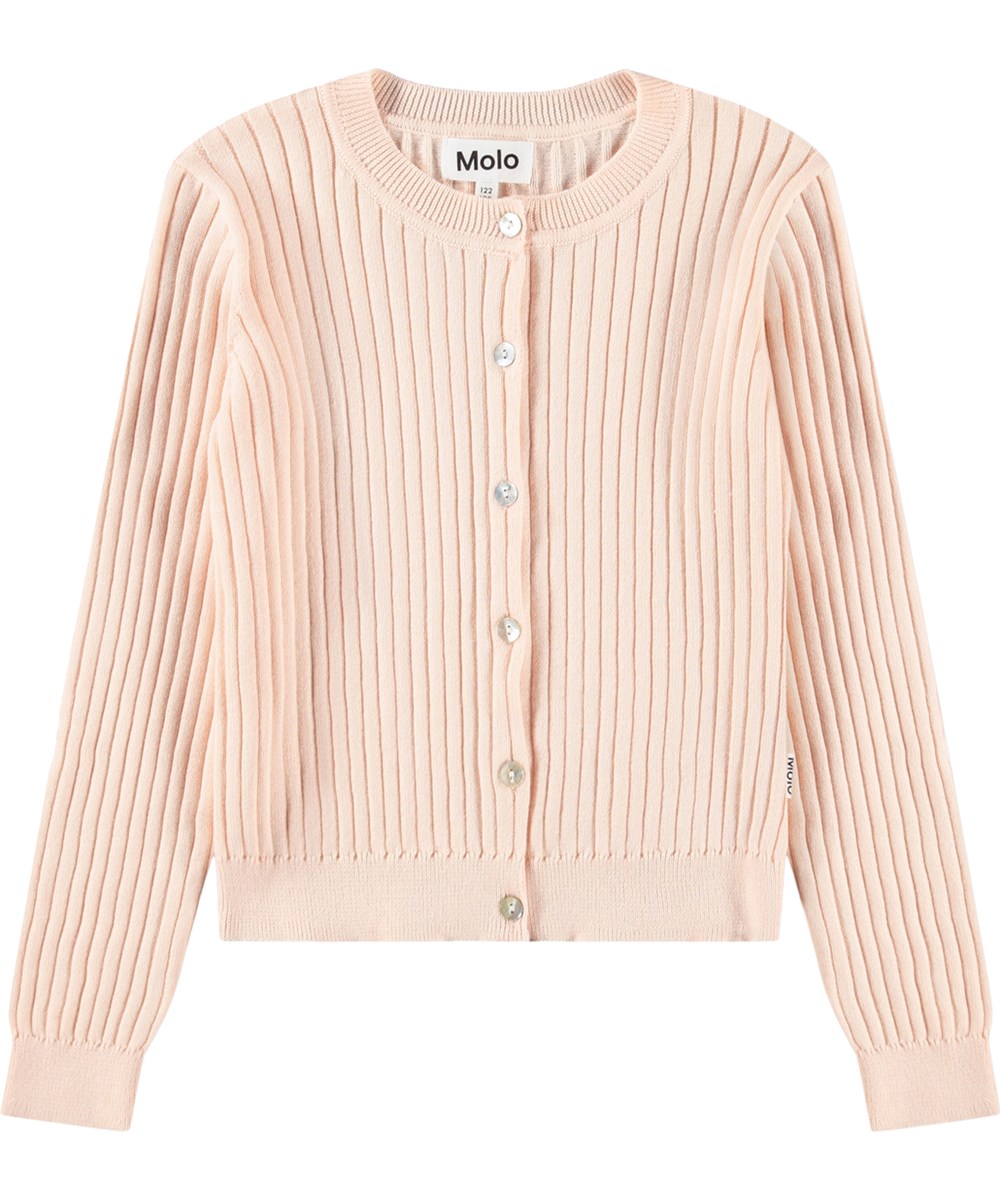 Gloria - Cloud Pink - Light pink knitted cardigan for children made of organic cotton 