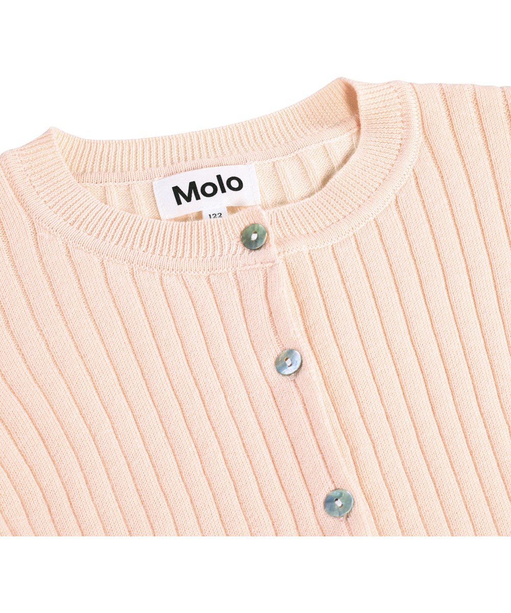 Gloria - Cloud Pink - Light pink knitted cardigan for children made of organic cotton 