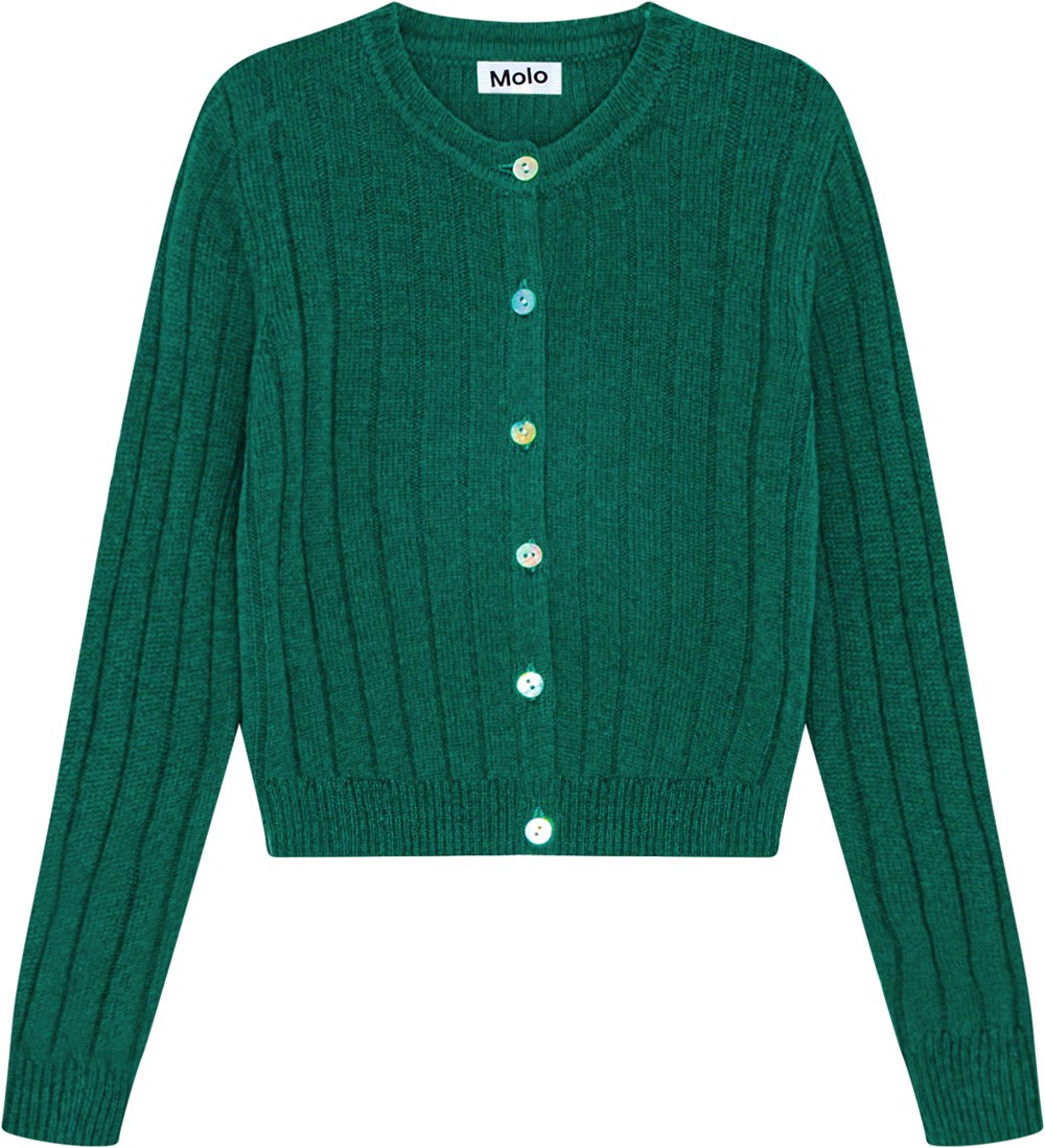 Gloria Sporting Green Snug-fitting green wool cardigan with