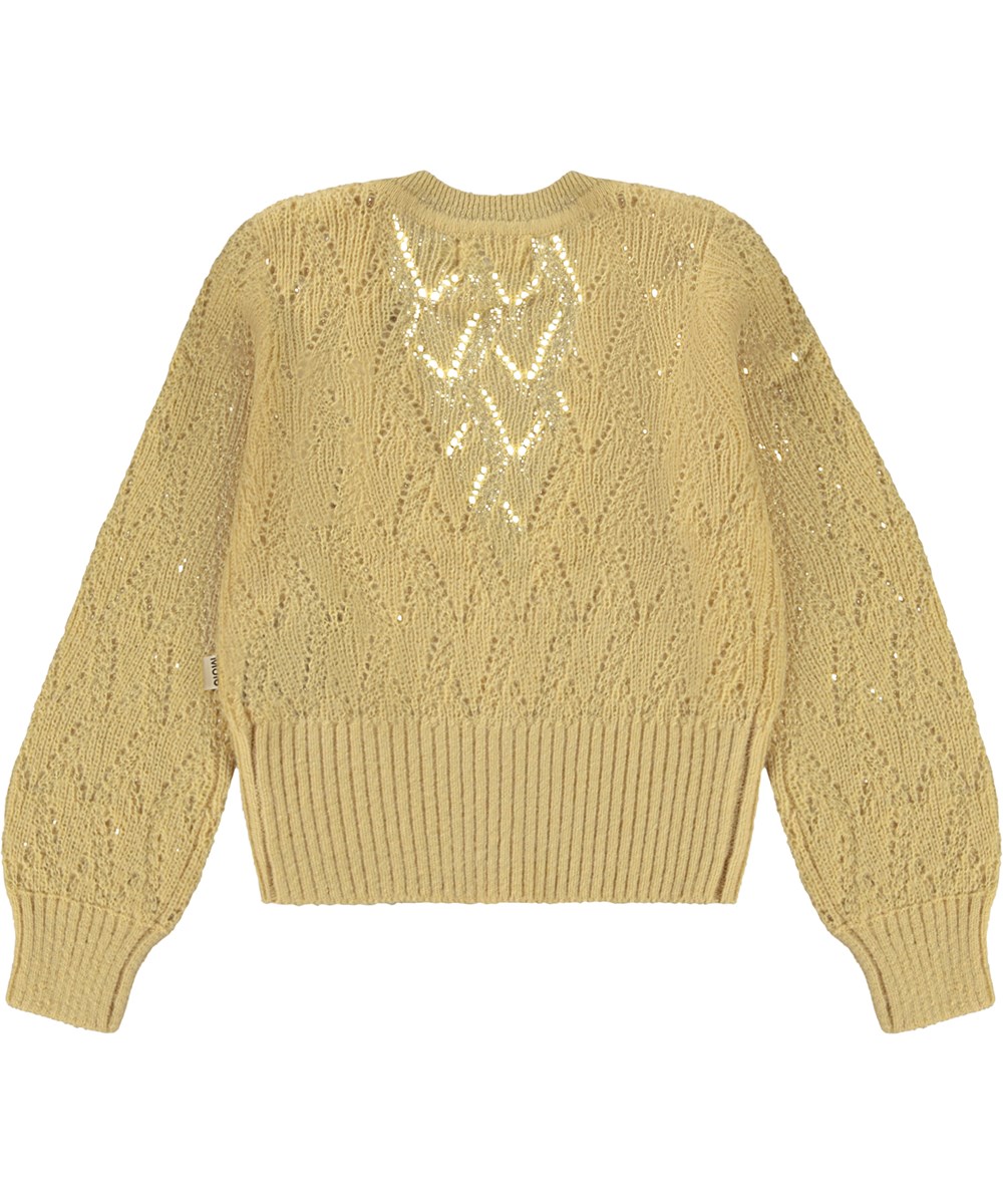 Glory - Pale Sun - Dusty yellow cardigan in a knit with hole pattern