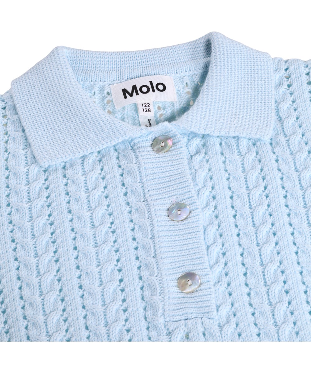 Gretel - Morning Sky - Light blue crocheted T-shirt made of organic cotton 