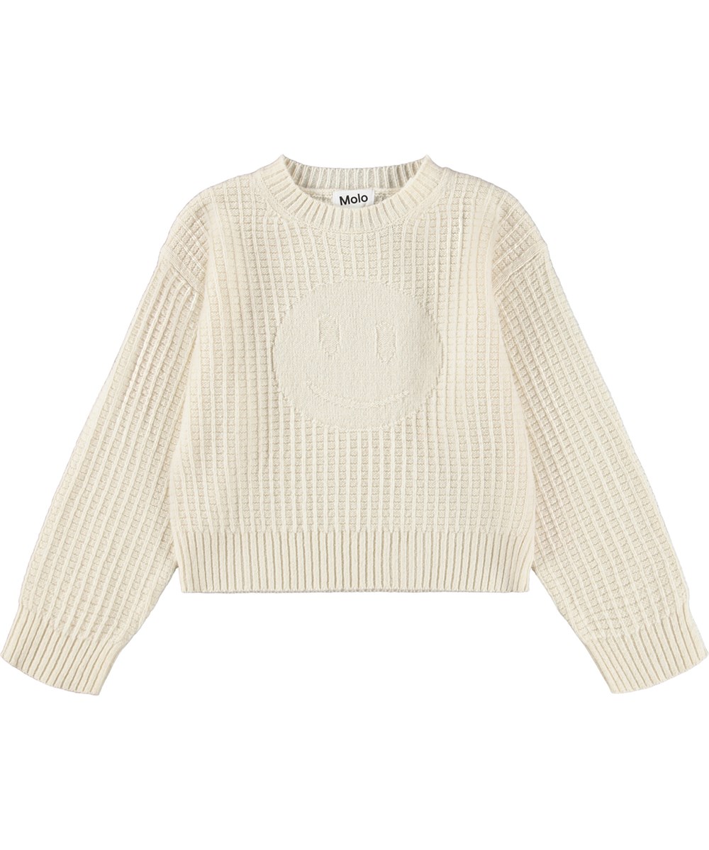 Griselda - Buttercream - Knitted cream-coloured wool sweater for children.