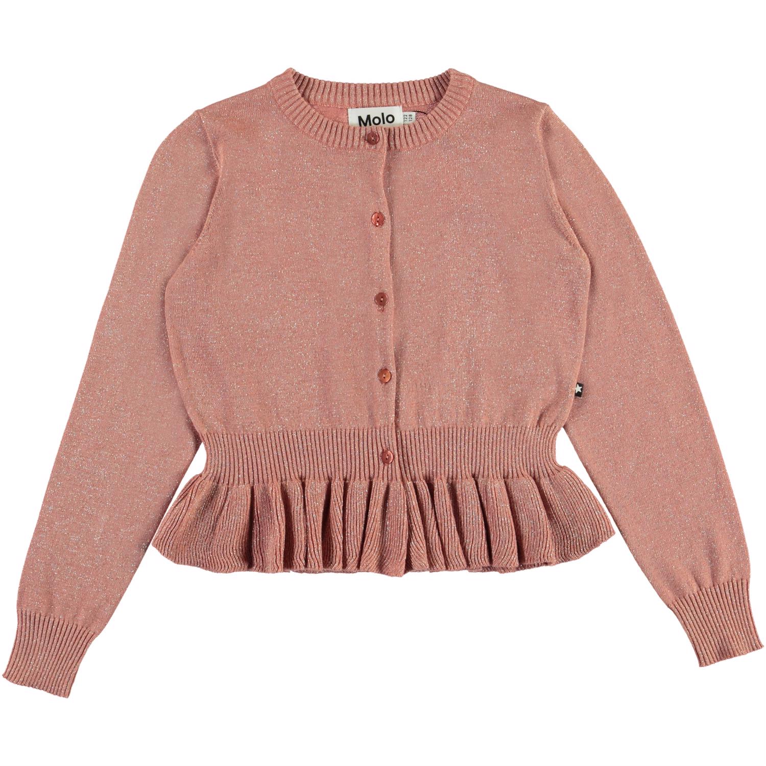 Grit Desert Sand Rose glitter cardigan with peplum Molo