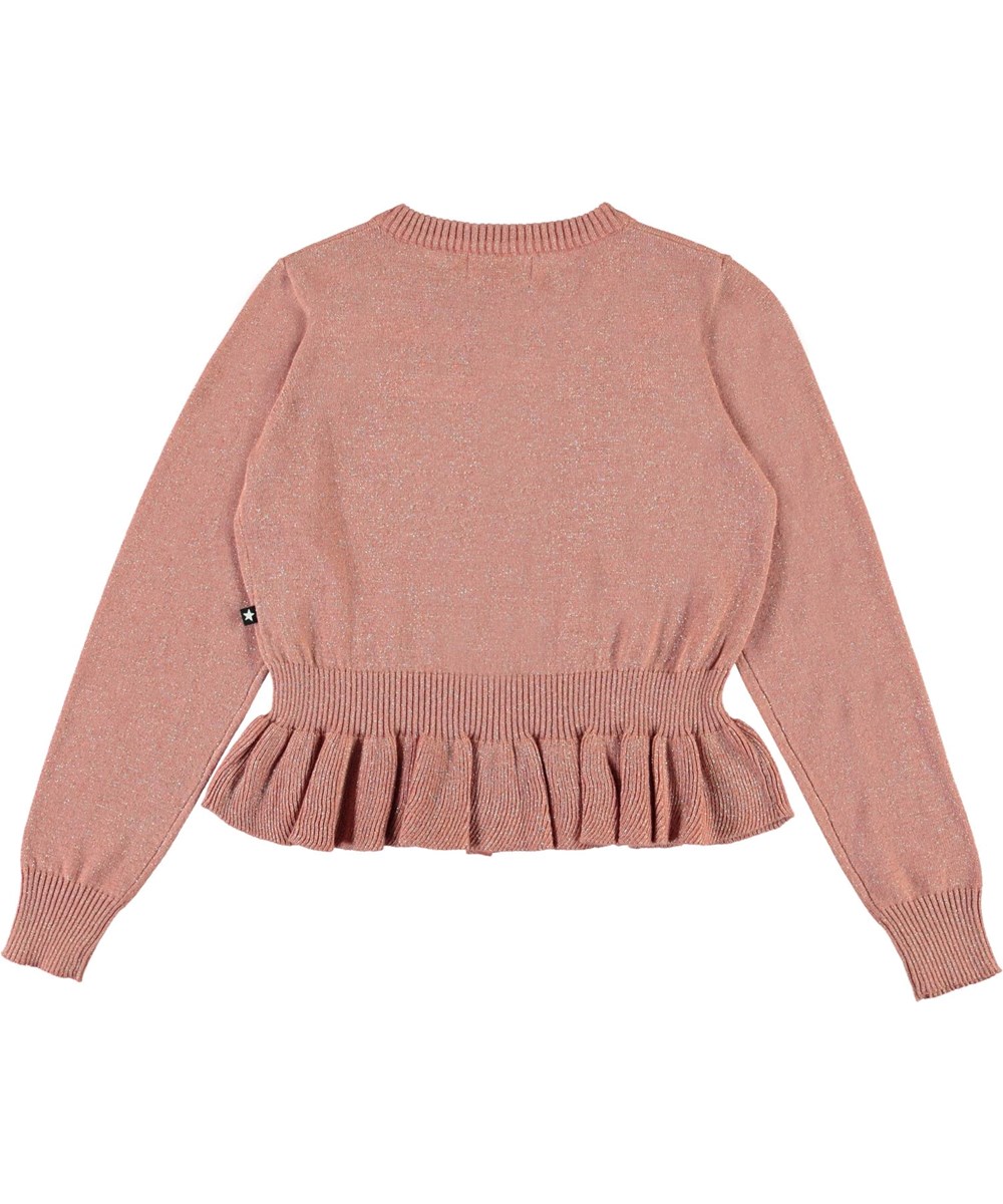 Grit Desert Sand Rose glitter cardigan with peplum Molo