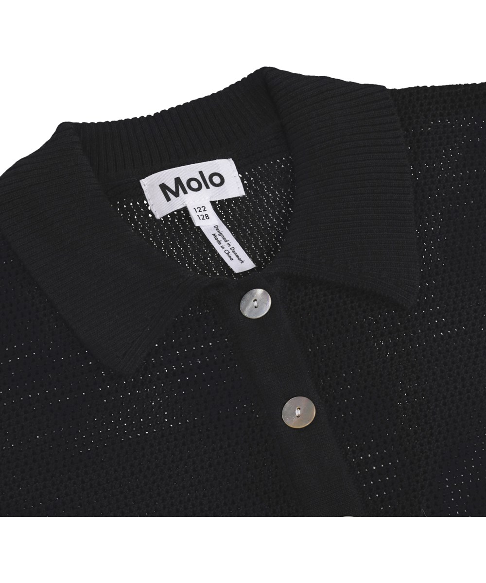 Guida - Black - Black crocheted cardigan for children made of organic cotton