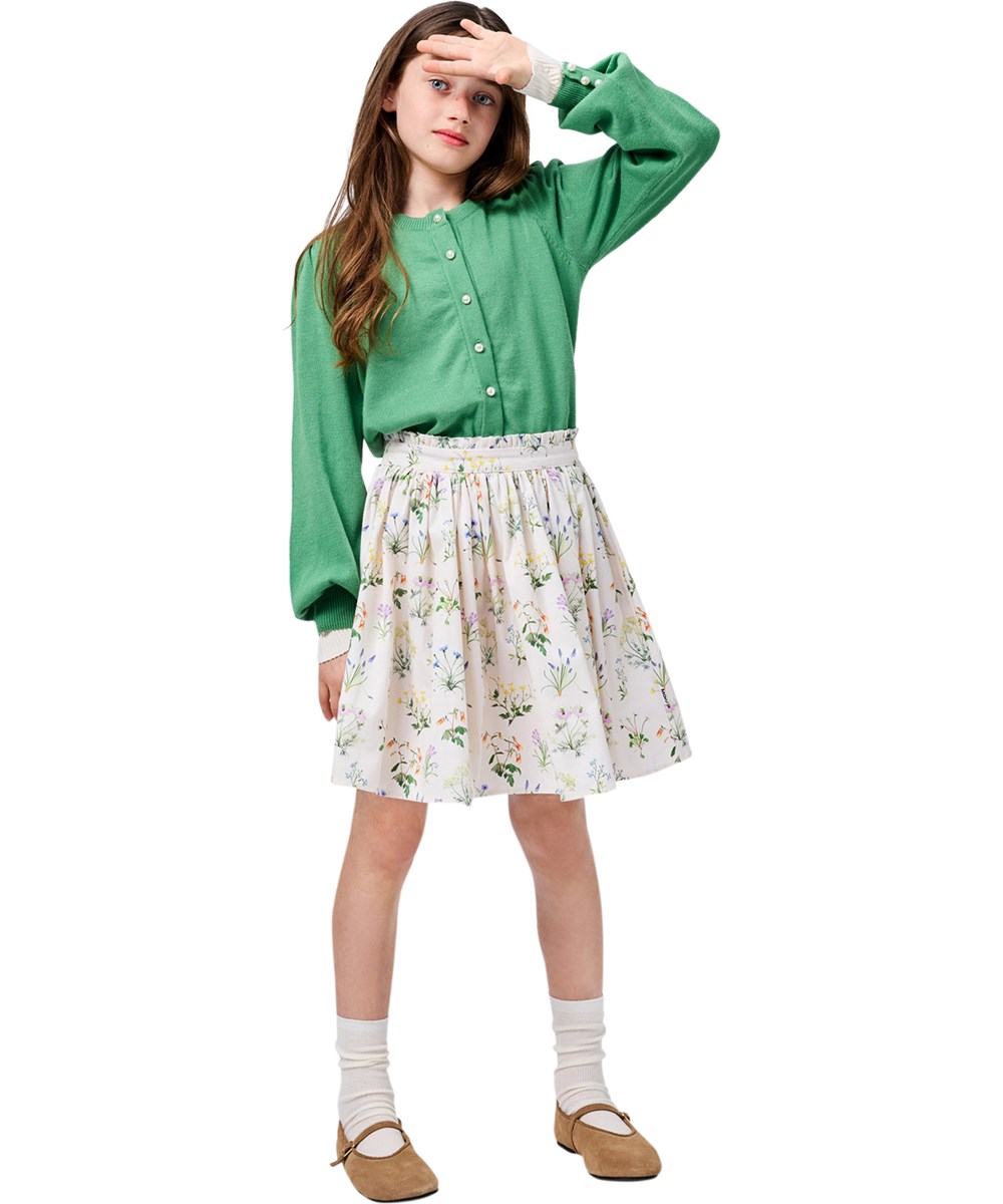 Guinevere - Groovy Green - Green knitted cardigan for children made of organic cotton 