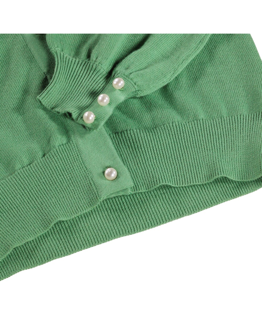 Guinevere - Groovy Green - Green knitted cardigan for children made of organic cotton 